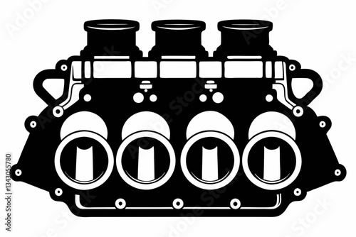 intake manifold line art silhouette vector illustration