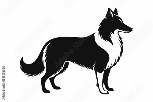 lassie dog line art silhouette vector illustration