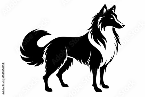 lassie dog line art silhouette vector illustration