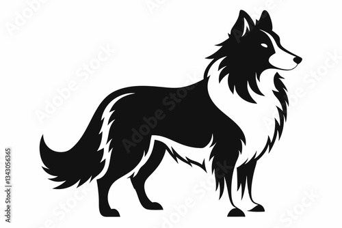 lassie dog line art silhouette vector illustration