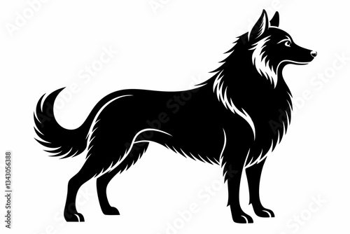 lassie dog line art silhouette vector illustration