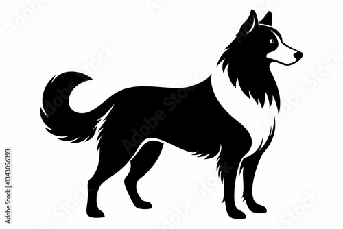 lassie dog line art silhouette vector illustration