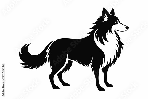 lassie dog line art silhouette vector illustration