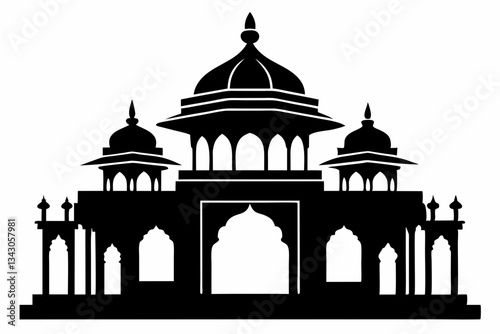 mandir line art silhouette vector illustration
