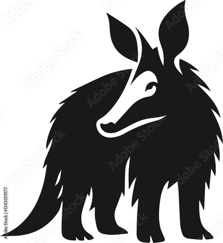 Aardvark standing still with ears perked up animal silhouette vector