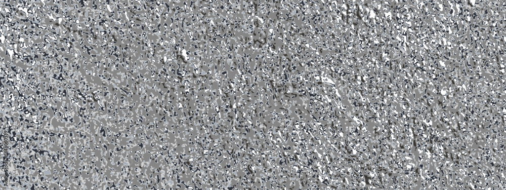 Silver metallic effect backdrop. Grainy chrome foil glitter effect. Grey chrome metal paper. Vector noise texture pattern. Abstract grainy banner bg. Modern luxury illustration. Minimal premium design Silver metallic effect backdrop. Grainy chrome foil glitter effect. Grey chrome metal paper. Vector noise texture pattern. Abstract grainy banner bg. Modern luxury illustration. Minimal premium design