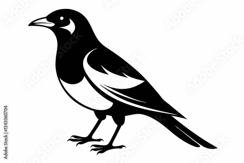 myna bird line art silhouette vector illustration