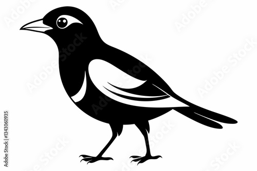 myna bird line art silhouette vector illustration