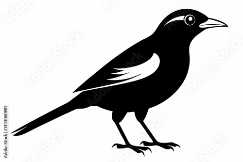 myna bird line art silhouette vector illustration