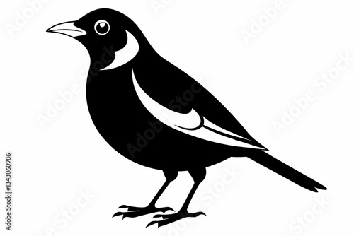 myna bird line art silhouette vector illustration