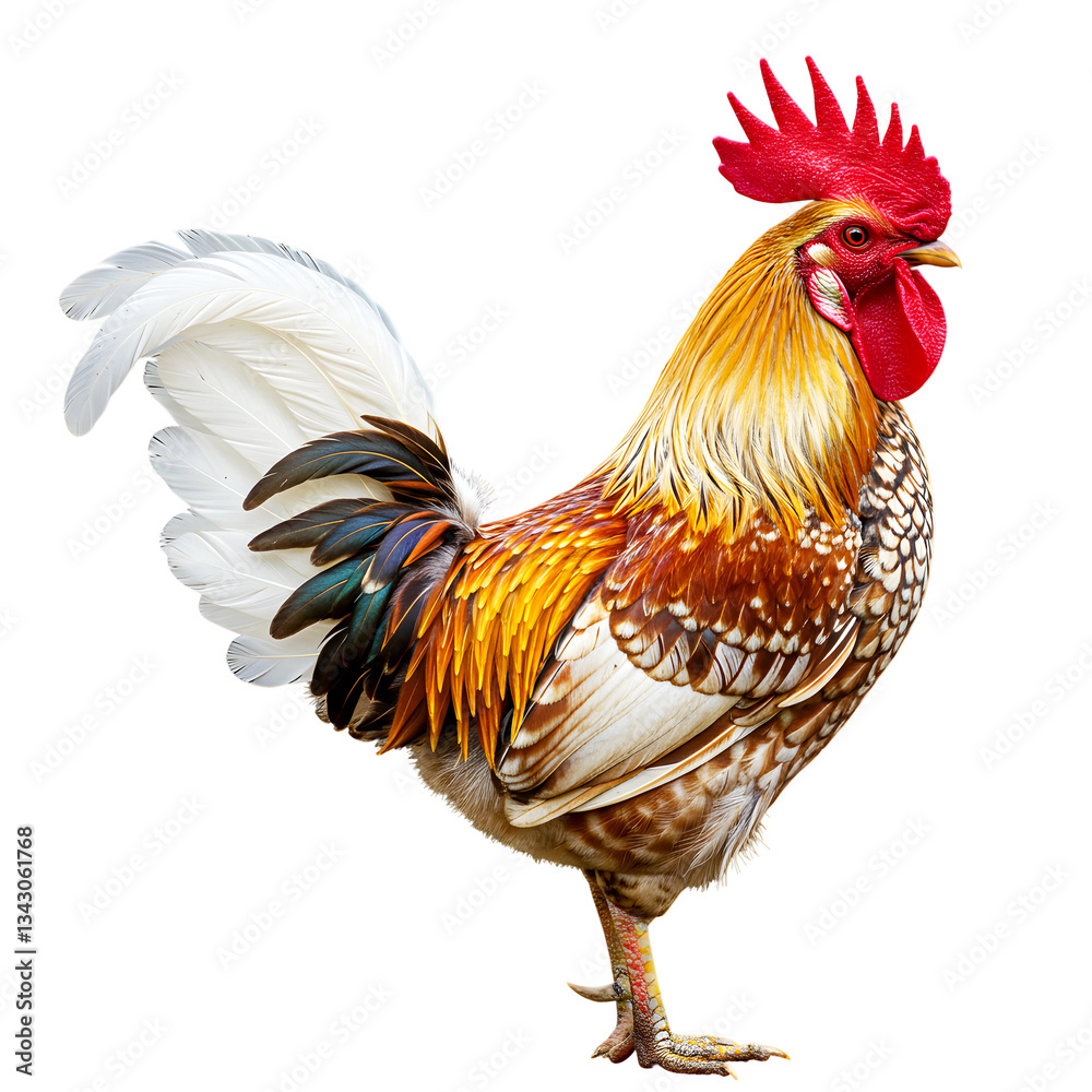 Fototapeta premium Colorful Rooster on Transparent Background
