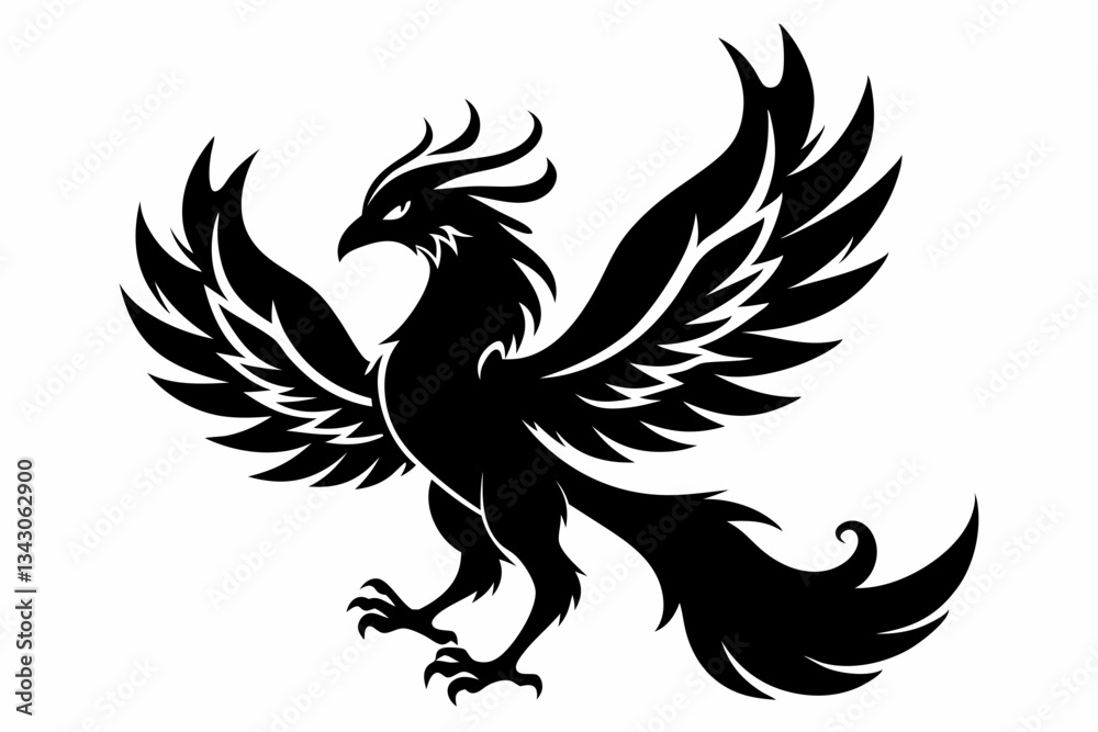 phoenix bird line art silhouette vector illustration phoenix bird line art silhouette vector illustration