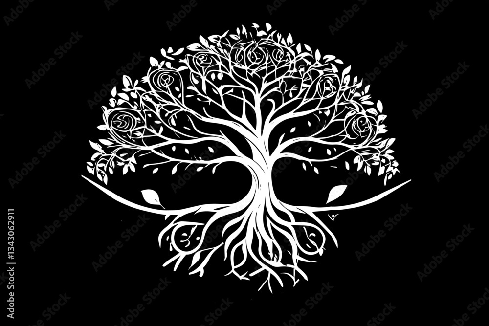 Fototapeta premium Tree of life vector illustrations stylized silhouettes tree icon