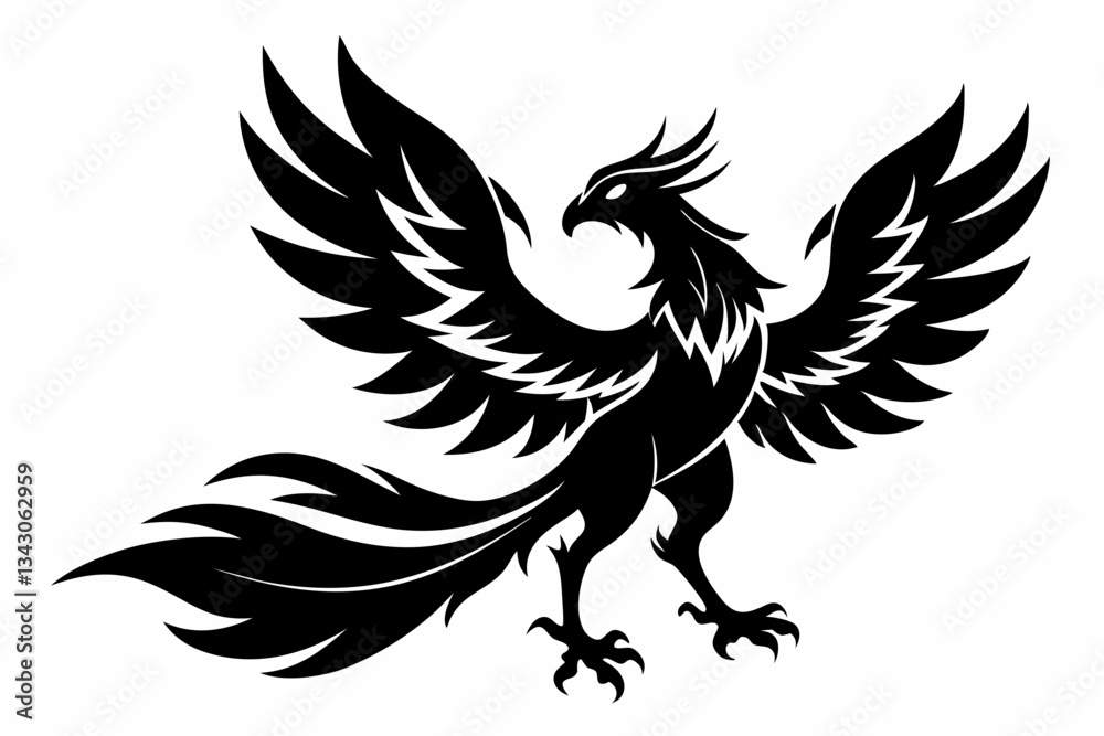 phoenix bird line art silhouette vector illustration phoenix bird line art silhouette vector illustration