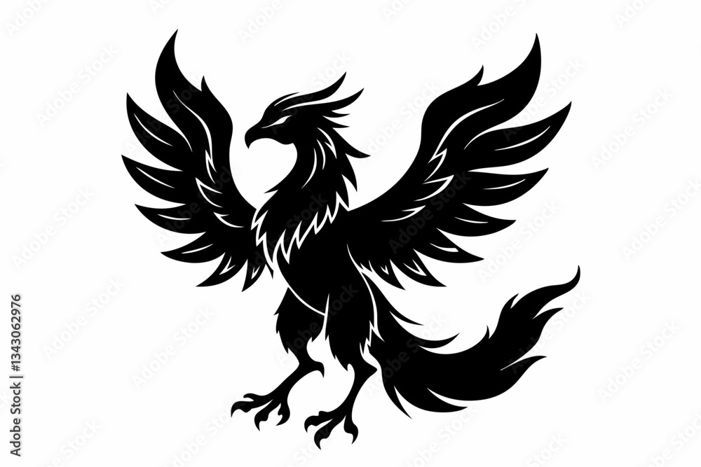 Obraz premium phoenix bird line art silhouette vector illustration