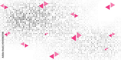 Triangles Halftone Pattern Vector Abstract Geometric Technology Background. Triangular Half Tone Texture. Minimal Style Dynamic Tech Wallpaper