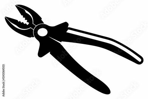 pliers plus cut line art silhouette vector illustration
