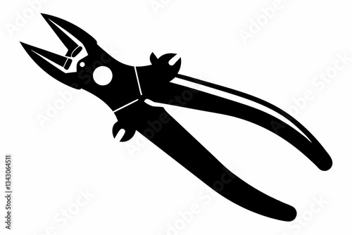 pliers plus cut line art silhouette vector illustration