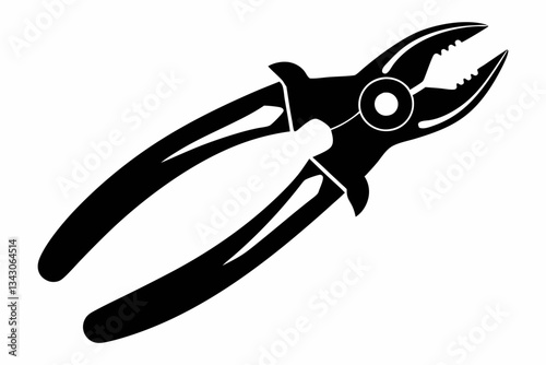 pliers plus cut line art silhouette vector illustration