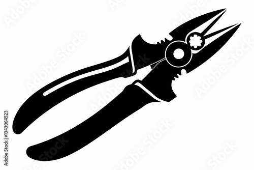 pliers plus cut line art silhouette vector illustration