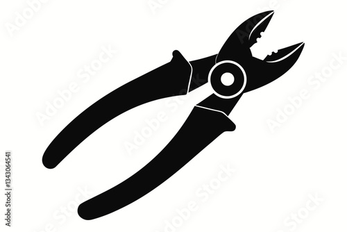 pliers plus cut line art silhouette vector illustration