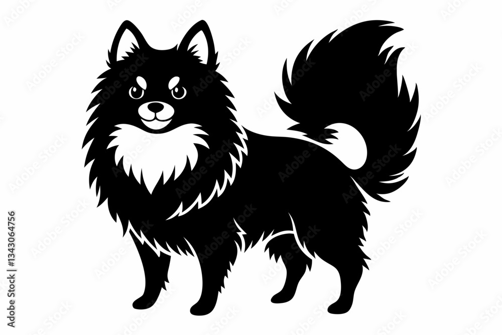 pomeranian line art silhouette vector illustration pomeranian line art silhouette vector illustration