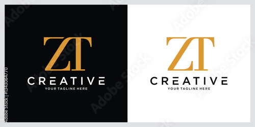 Initial ZT or TZ Logo Design Vector