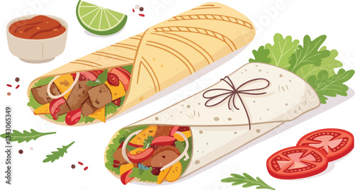 Set of Shawarma vector design, Shawarma Logo and icon design, Shawarma vector design