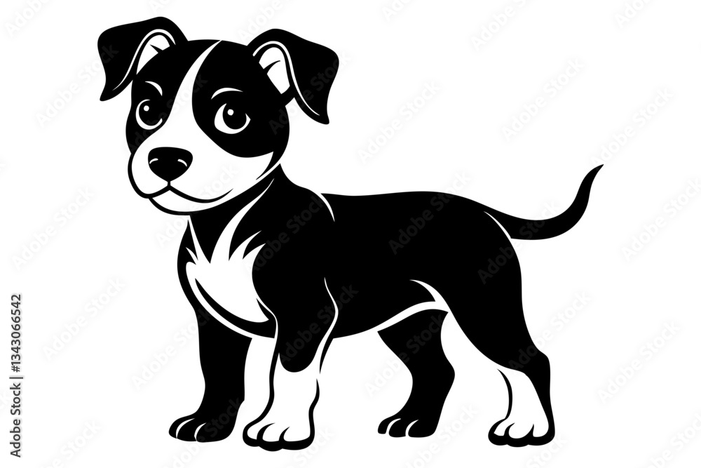 Fototapeta premium puppy line art silhouette vector illustration