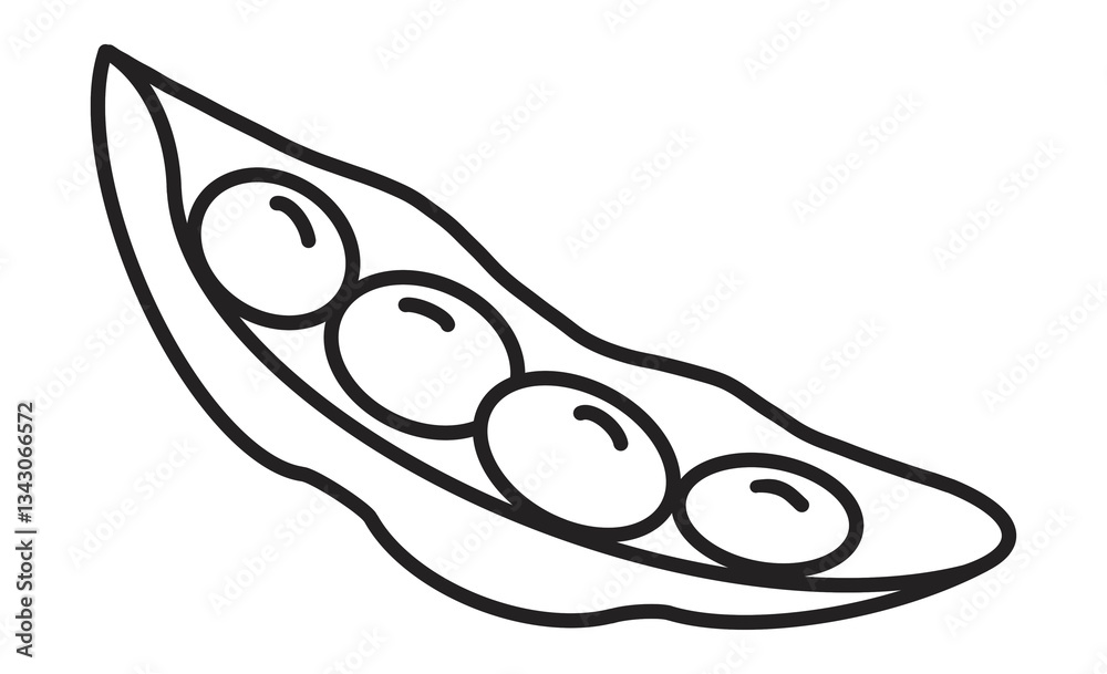 Fototapeta premium シンプルな枝豆の線画アイコン