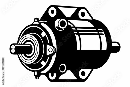 starter motor line art silhouette vector illustration