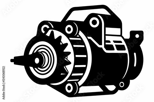 starter motor line art silhouette vector illustration