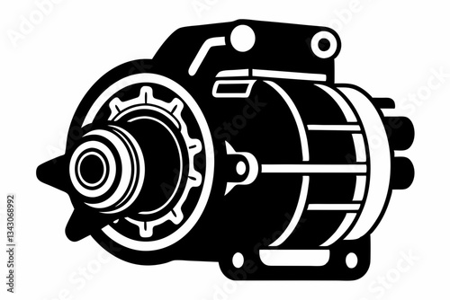 starter motor line art silhouette vector illustration