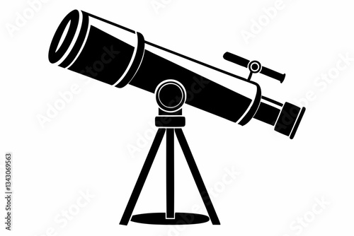 telescope line art silhouette vector illustration