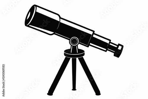 telescope line art silhouette vector illustration