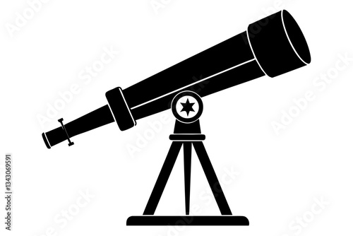 telescope line art silhouette vector illustration