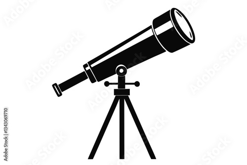 telescope line art silhouette vector illustration