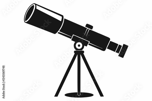 telescope line art silhouette vector illustration