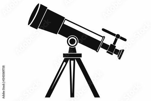 telescope line art silhouette vector illustration