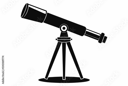 telescope line art silhouette vector illustration