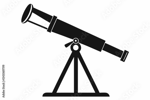telescope line art silhouette vector illustration
