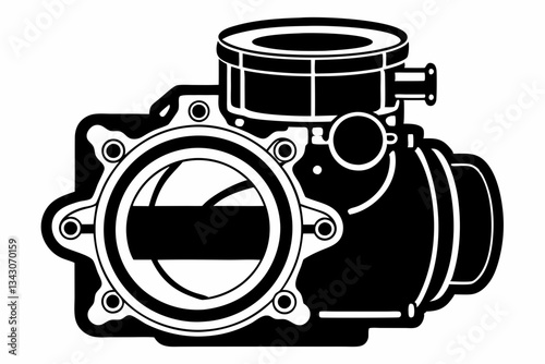 throttle body line art silhouette vector illustration