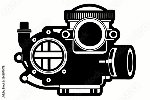 throttle body line art silhouette vector illustration