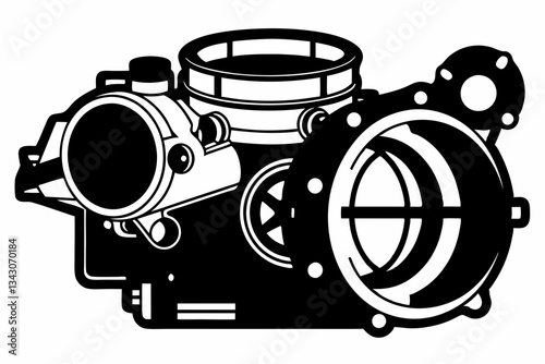 throttle body line art silhouette vector illustration