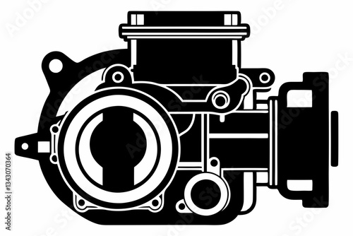 throttle body line art silhouette vector illustration
