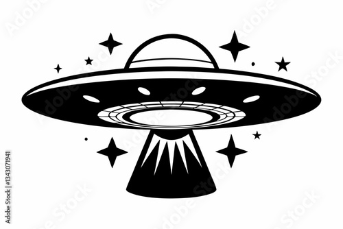 ufo line art silhouette vector illustration