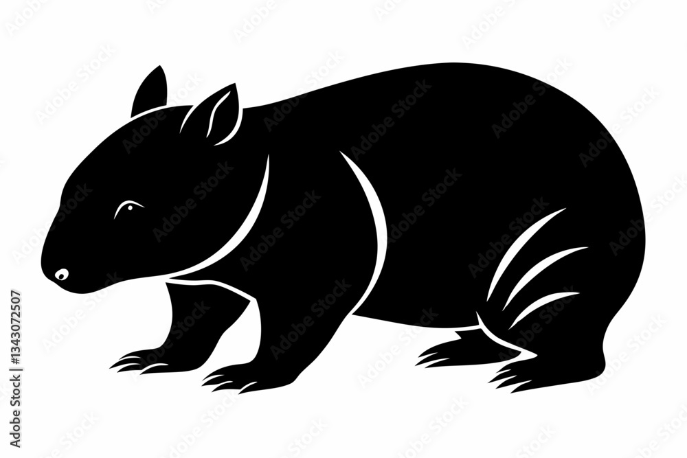 Obraz premium wombat line art silhouette vector illustration