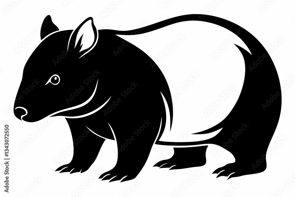 Obraz premium wombat line art silhouette vector illustration