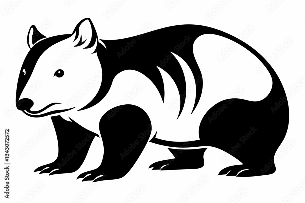 Obraz premium wombat line art silhouette vector illustration