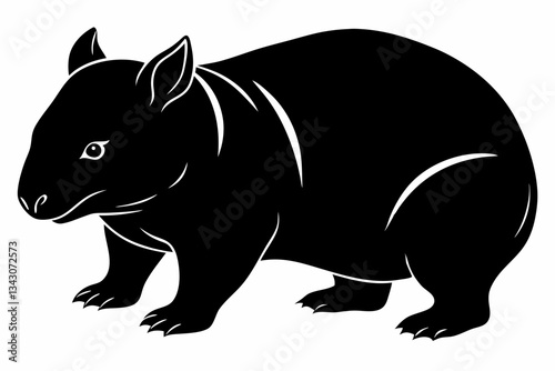 wombat line art silhouette vector illustration